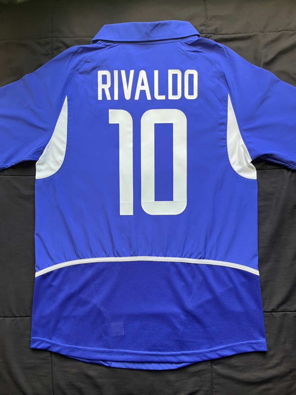 Rivaldo #10 Brazil 2002 Retro Soccer Jersey Blue Away
